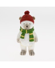Postavička medveď s čiapkou a šálom 17 cm poly
