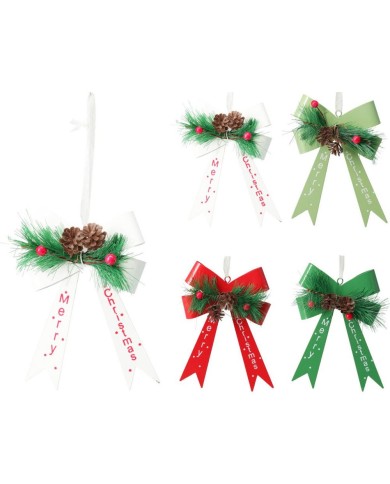 Ozdoba závesná mašľa 14,5x10 cm kov mix