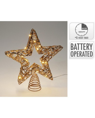 Ozdoba špic hviezda LED 28 cm s časovačom šampaň