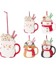 Ozdoba závesná hrnček 9,5x1,5x12,5 cm mix