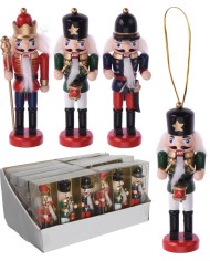 Ozdoba závesná luskáčik/vojačik 4x3x12,5 cm sada 3 ks drevo mix