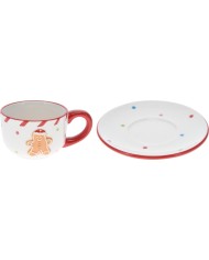 Šálka s podšálkou vianočná dolomit