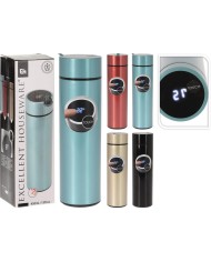 Termoska 0,45 l s digitálnym teplomerom, mix farieb