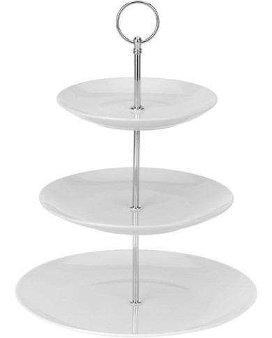 Podnos na koláče porcelánový 3-poschodia biely etažérka KLC