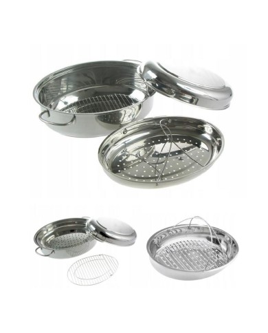 Pekáč/hrniec nerez + pokr.+ parná vložka 5,6L-34cm oválny