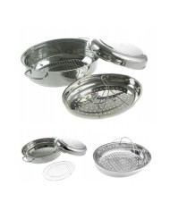 Pekáč/hrniec nerez + pokr.+ parná vložka 5,6L-34cm oválny