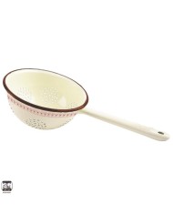 Cedník smaltovaný 18cm s rúčkou TONČA béžový s dekorom