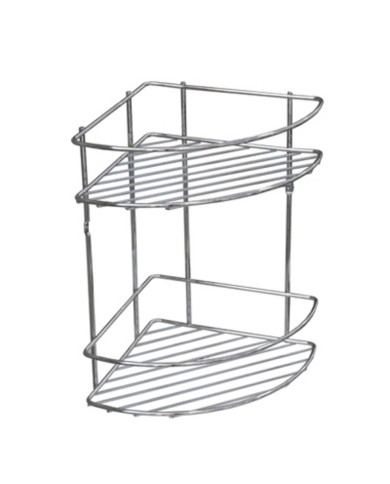 Polička kúpeľňová 2-poschodová rohová drôt chróm 28,5x21x31cm KLC