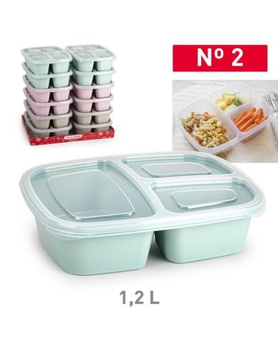 Dóza na obed 1,2l plastová 3 priehradky mix