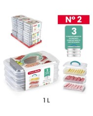 Dóza stohovateľná s rukoväťou 3x1l, 15,5 x 23,5 x 10cm