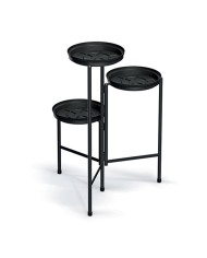 Stojan na kvetináče 3 - poschodový kov/plast čierny