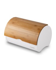 Chlebník nerezový 34x24,5x21cm biely/bambus