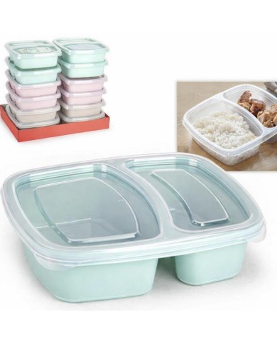 Dóza na obed 0,7l plastová 2 priehradky mix