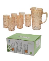 Džbán 1,2 l + 6x pohár 250 ml sklo zlatý