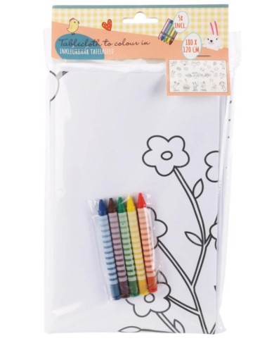 Obrus na vyfarbenie + 5x farbička 180x120 cm