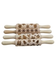 Valček na cesto drevený 33cm s gravírovaným vzorom vianoce