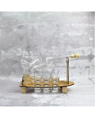 Pohár 25ml štamprlík 6ks s fľašou v stojane