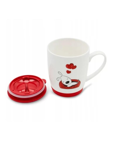 Hrnček porcelánový s uzáverom 350ml, valentínsky dekor
