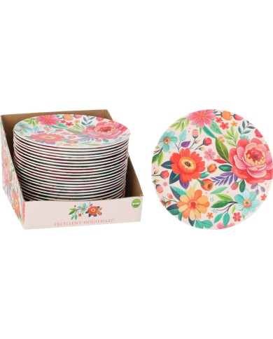Tanier plytký 25 cm melamín dizajn kvety
