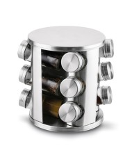 Koreničky v stojane FAVARO, otočný stojan + 12 koreničiek, strieborná sada