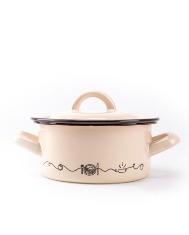 Kastról smalt + pokr. 22cm/4,0L dekor Linea