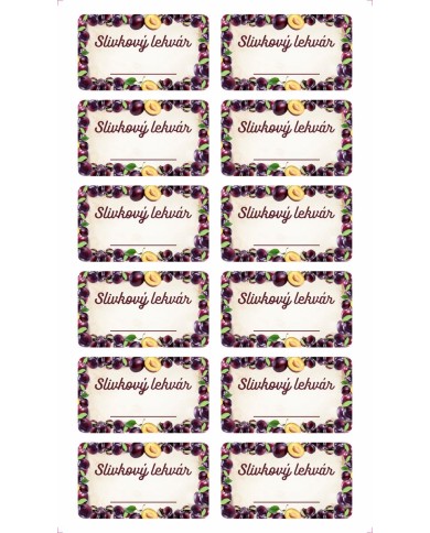 Samolepka na fľašu SLIVKOVÝ LEKVÁR domáci 24 ks etikiet