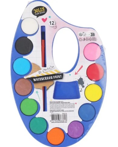 Farbičky vodové, 12 farieb + štetec, mix