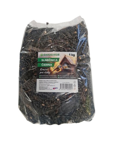 Krmivo slnečnica kŕmna čierna 1kg Gardenkus, balená, vtáky KLC