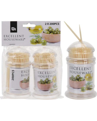 Špáradla bambus 65X1.9MM sada 2x200ks kokteilové v dóze KLC