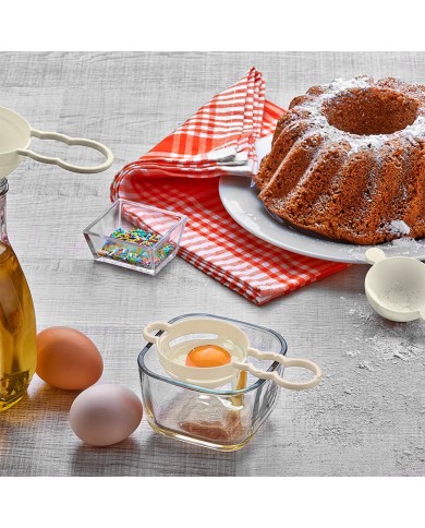 Lievik, sitko, oddeľovač bielkov, súprava na pečenie 3 v 1