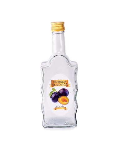 Fľaša na alkohol sklo 500ml, SLIVOVICA hranatá, uzáver na závit Kláštorná KLC