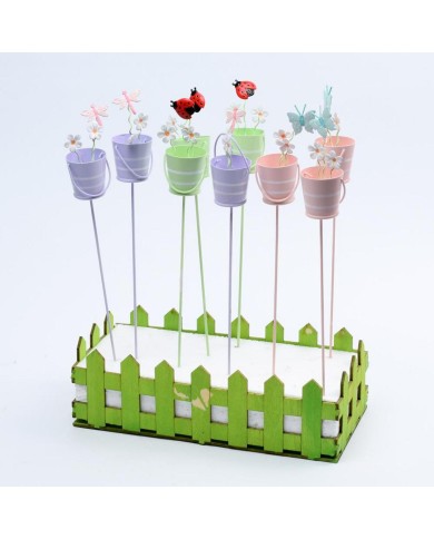 Ozdoba zapichovacia vedierko 4x3,5x27 cm mix