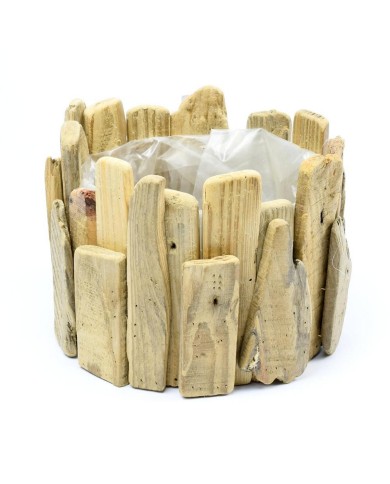 Obal na kvetináč okrúhly 19x19x14 cm drevo