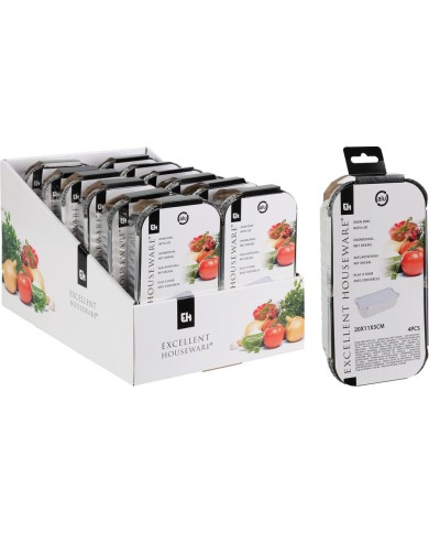 Tácka grilovacia/na pečenie s vekom ALU, sada 4 ks 20x11x5cm