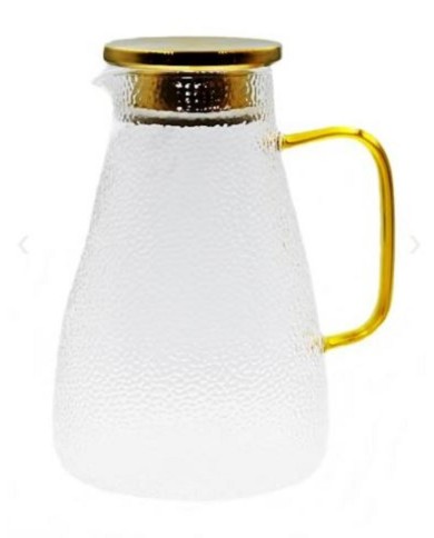 Džbán sklo 2l borosilikátový zlatý + veko