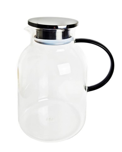 Džbán sklo 2l borosilikátový + veko čierne KLC