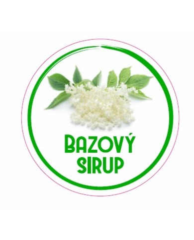 Samolepka na fľašu BAZOVÝ SIRUP domáci 12 ks etikiet KLC