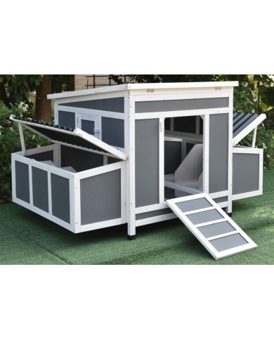 Kurín drevený 147x93x85cm TIGRIS, šedo/biely GARDENKUS