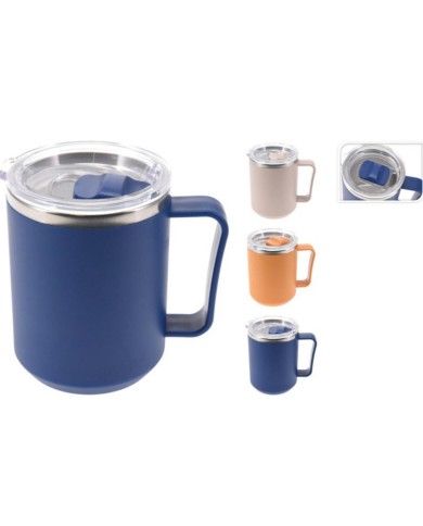 Termohrnček nerezový s uškom 420 ml mix farieb