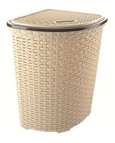 Kôš na špinavé prádlo UH 52 l béžový 40x40x58 cm rohový imitácia Ratan