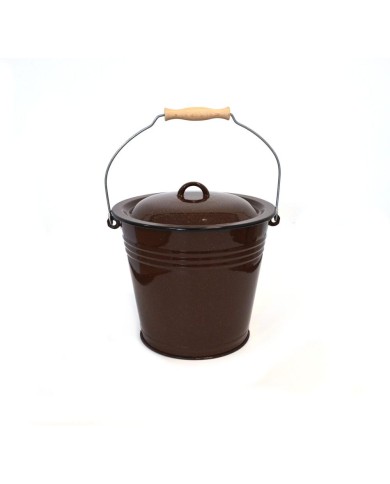Vedro smaltované 10l /28cm s pokrievkou hnedé, bez dekoru KLC