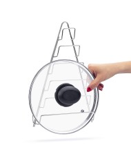 Držiak na pokrievky 6 stupňový, chróm, 42x24 cm