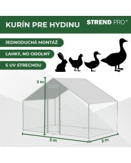 Kurín Strend Pro, pre hydinu, voliéra, klietka, kurnik, so strechou, 3x2x2 m