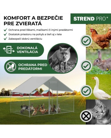 Kurín Strend Pro, pre hydinu, voliéra, klietka, kurnik, so strechou, 3x2x2 m