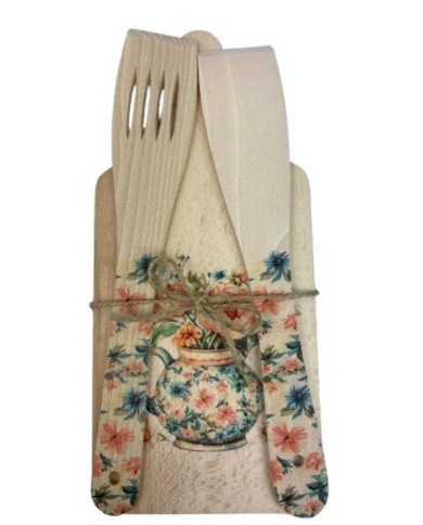 Doska /lopár drevená s dvoma obracačkami dekor kvietky mix