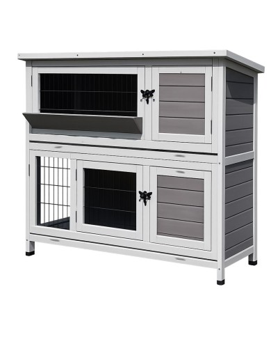 Králikáreň drevená 114x101x50cm SARI, šedá GARDENKUS