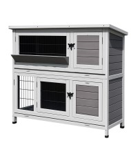 Králikáreň drevená 114x101x50cm SARI, šedá GARDENKUS