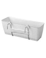 Kvetináč RATOLLA Case PW 500, biely, s podložkou, s vešiakom na zábradlie