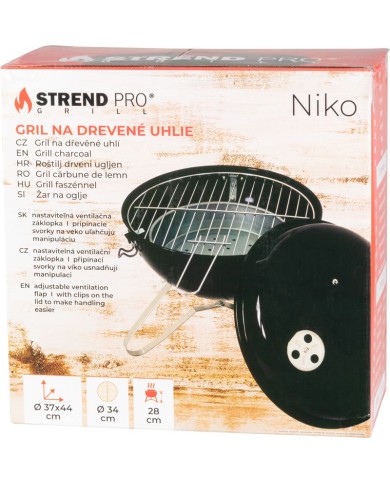 Gril Strend Pro Niko, BBQ, na drevené uhlie, 37x43 cm