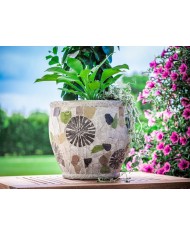 Dekorácia MagicHome, Kvetináč s mozaikou, svetlý, keramika, 27,5x25 cm